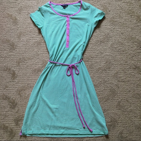 Lands' End Striped T-Shirt Dress with Rope Tie - Picture 3 of 5